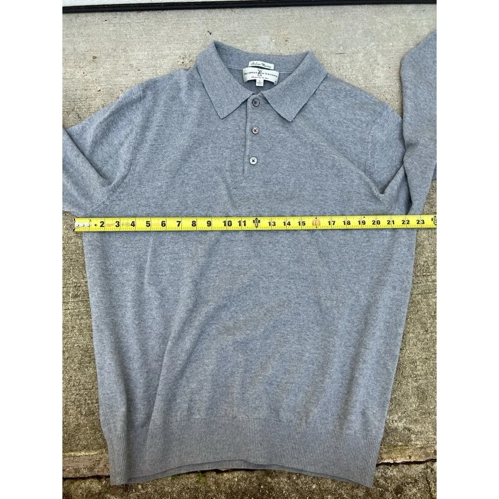 Fairway & Greene Mens L Italian Merino Wool Heather Grey 1/4 Zip Sweater Golf